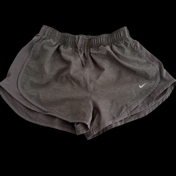 Nike DriFit Lined Athletic Running Shorts Women Med Drawstring Inner Pocket Grey - Picture 1 of 5
